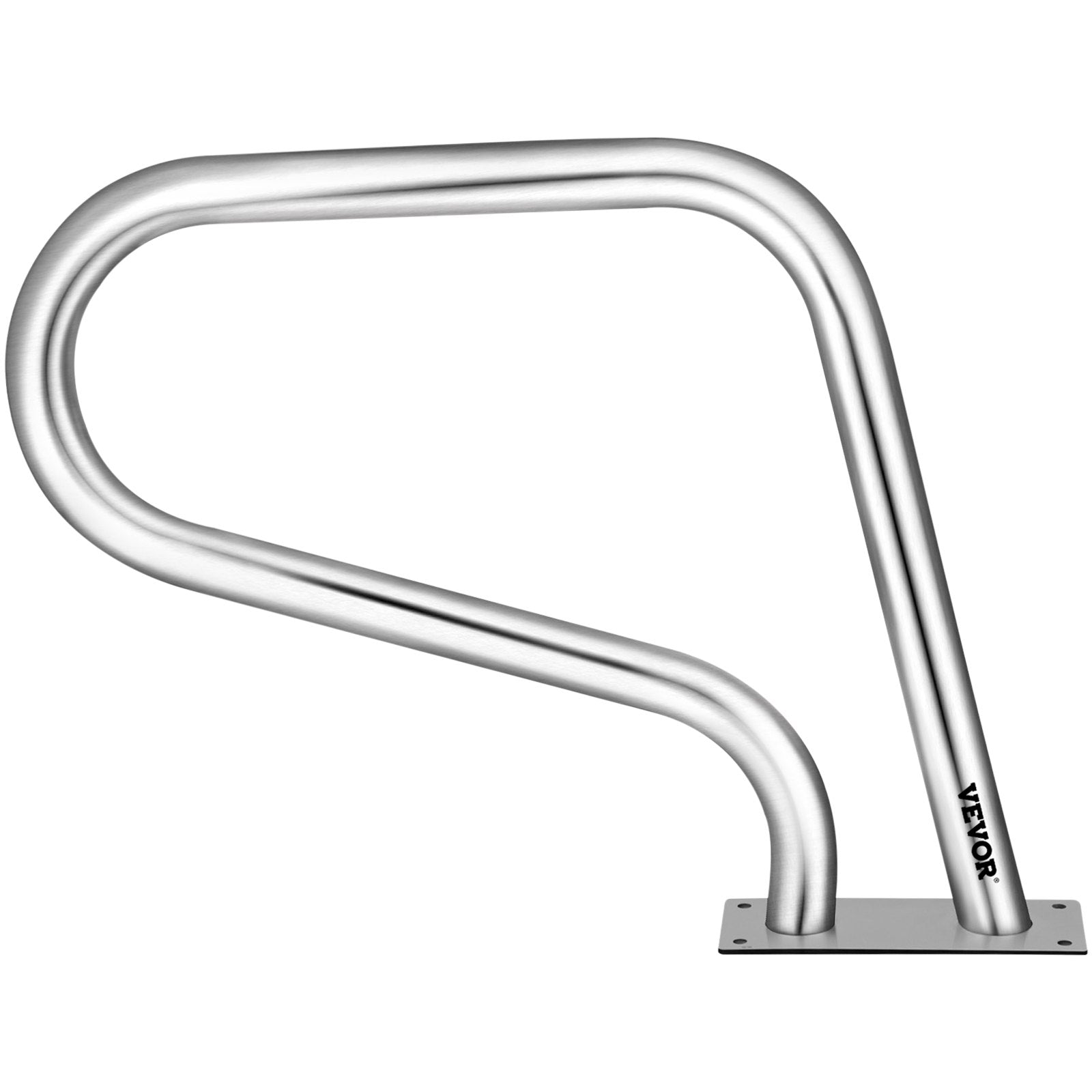 VEVOR Pool Rail 32x23" Pool Railing 304 Stainless Steel 250LBS Load Capacity Silver Rustproof Pool Handrail Humanized Swimming Pool Handrail with Blue Grip Cover & M8 Drill Bit & Self-taping Screws 