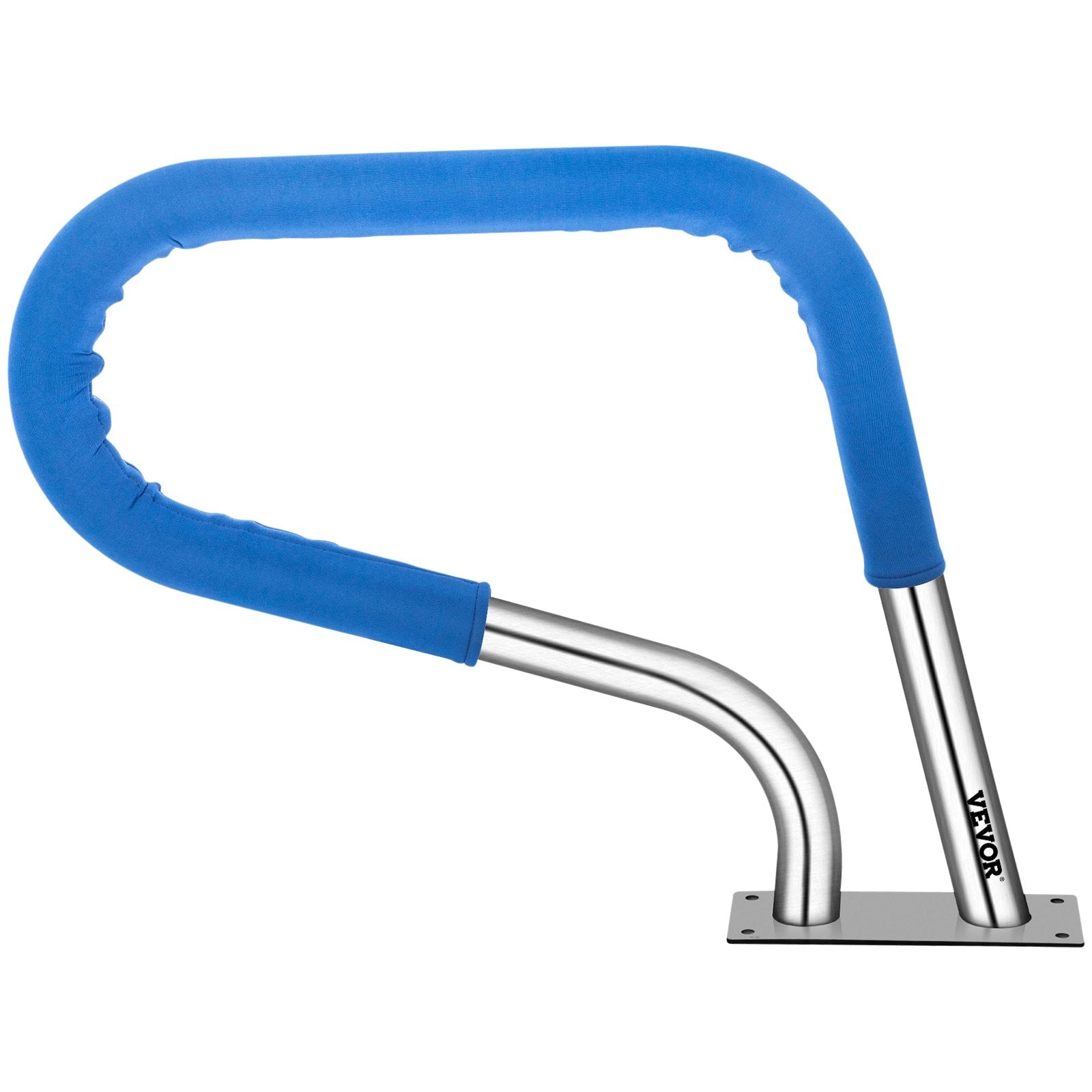 VEVOR Pool Rail 32x23" Pool Railing 304 Stainless Steel 250LBS Load Capacity Silver Rustproof Pool Handrail Humanized Swimming Pool Handrail with Blue Grip Cover & M8 Drill Bit & Self-taping Screws 