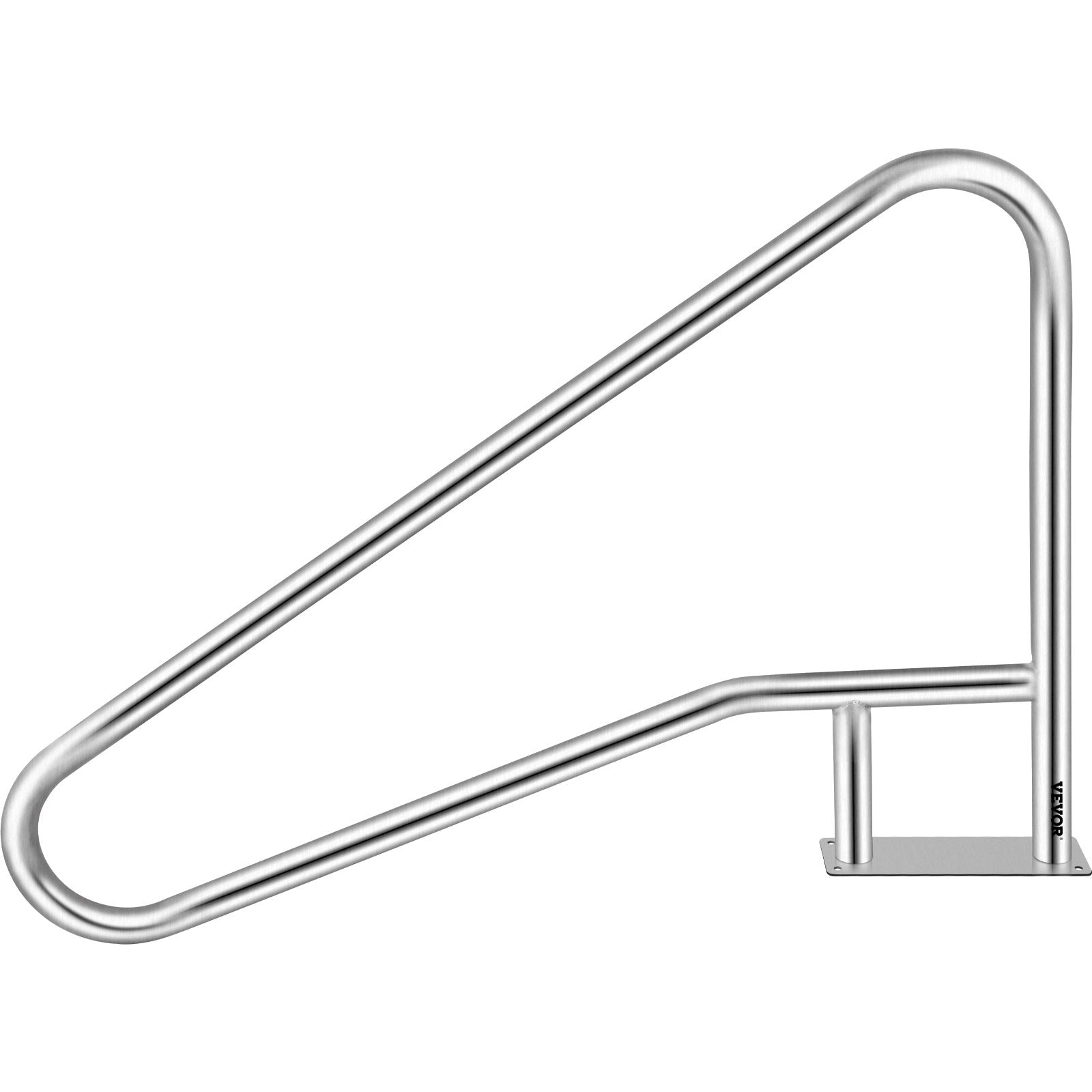 VEVOR Pool Rail 55x32" Pool Railing 304 Stainless Steel 250LBS Load Capacity Silver Rustproof Pool Handrail Humanized Swimming Pool Handrail with Blue Grip Cover & M8 Drill Bit & Self-taping Screws 