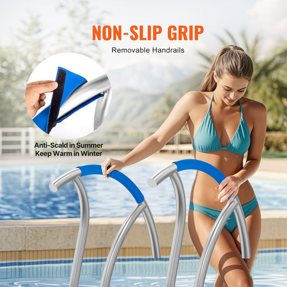 VEVOR Pool Handrail 2 PCS 30x30in Stainless Steel with Base Plate for Spas 