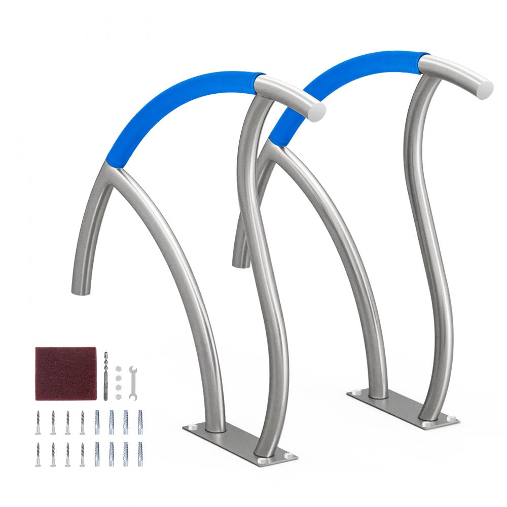 VEVOR Pool Handrail 2 PCS 30x30in Stainless Steel with Base Plate for Spas 