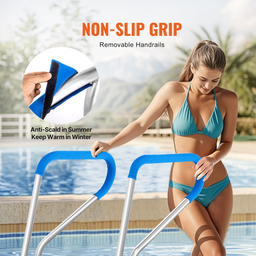 VEVOR Pool Handrail 39 x 32 inch Stainless Steel with Base Plate for Spas 
