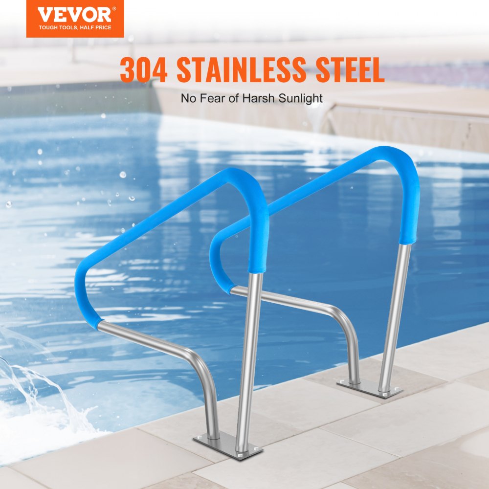 VEVOR Pool Handrail 2 PCS 48x36in Stainless Steel with Base Plate for Spas 