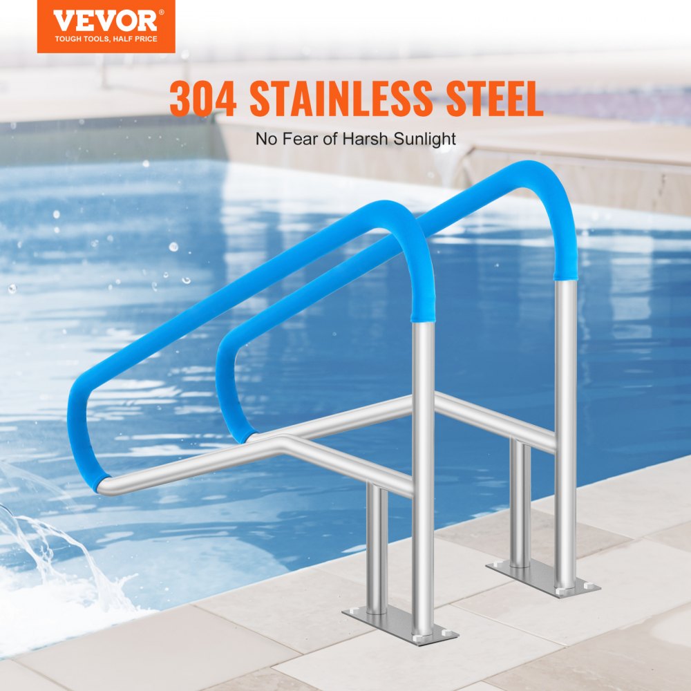 VEVOR Pool Handrail 2 PCS 55 x 32 inch Stainless Steel with Base Plate for Spas 