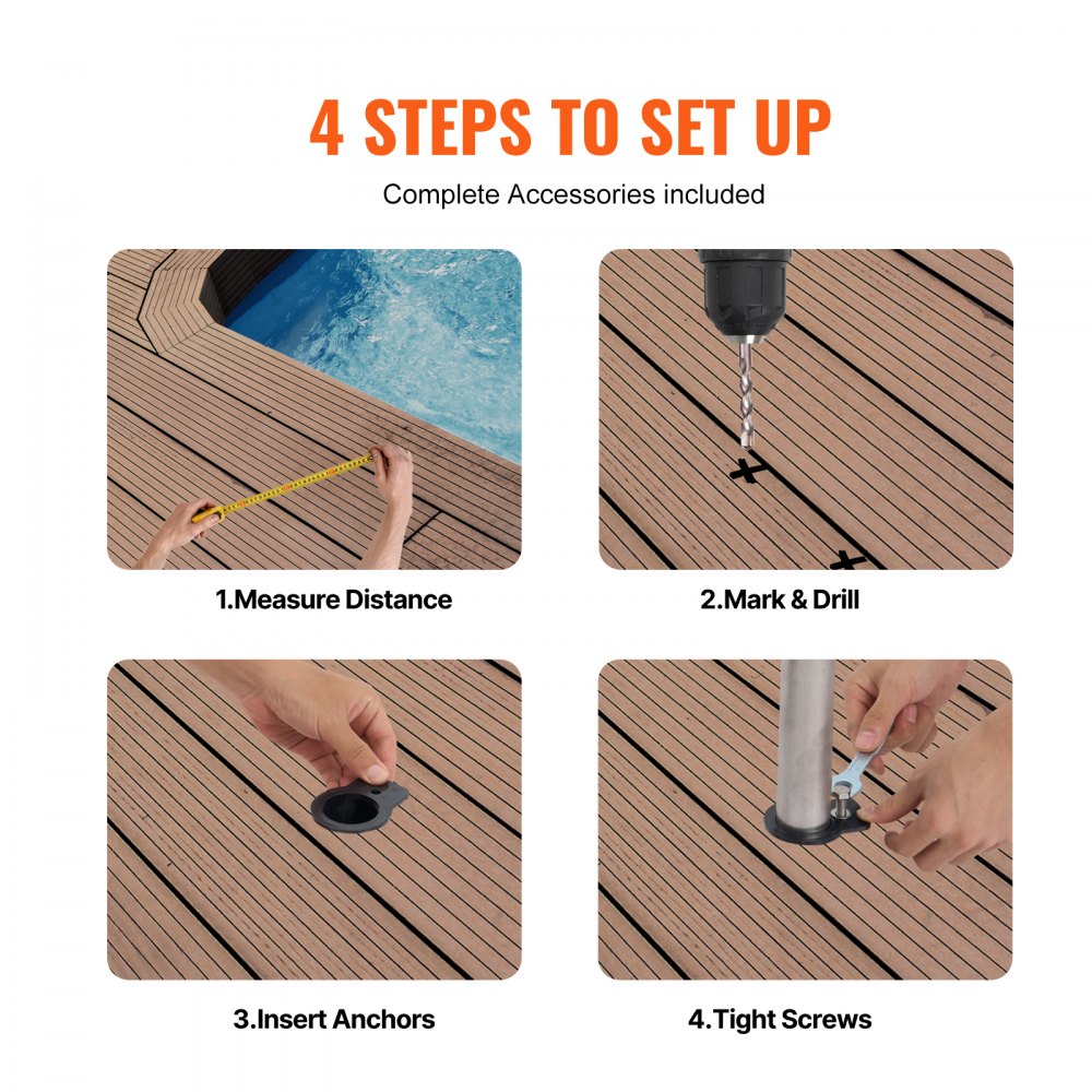 VEVOR Pool Handrail 46 x 37 inch Stainless Steel (Pre-built) for Indoor/Outdoor 