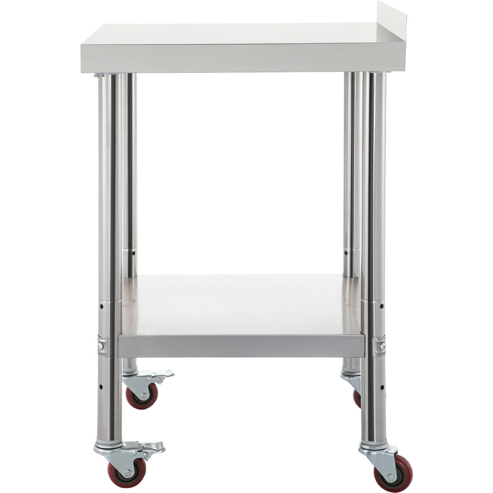 VEVOR Stainless Steel Prep Table, 24 x 24 x 35 Inch, 440lbs Load Capacity Heavy Duty Metal Worktable with Backsplash Adjustable Undershelf & 4 Casters, Commercial Workstation for Kitchen Restaurant 