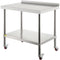 VEVOR Stainless Steel Prep Table, 36 x 24 x 35 Inch, 440lbs Load Capacity Heavy Duty Metal Worktable with Backsplash Adjustable Undershelf & 4 Casters, Commercial Workstation for Kitchen Restaurant