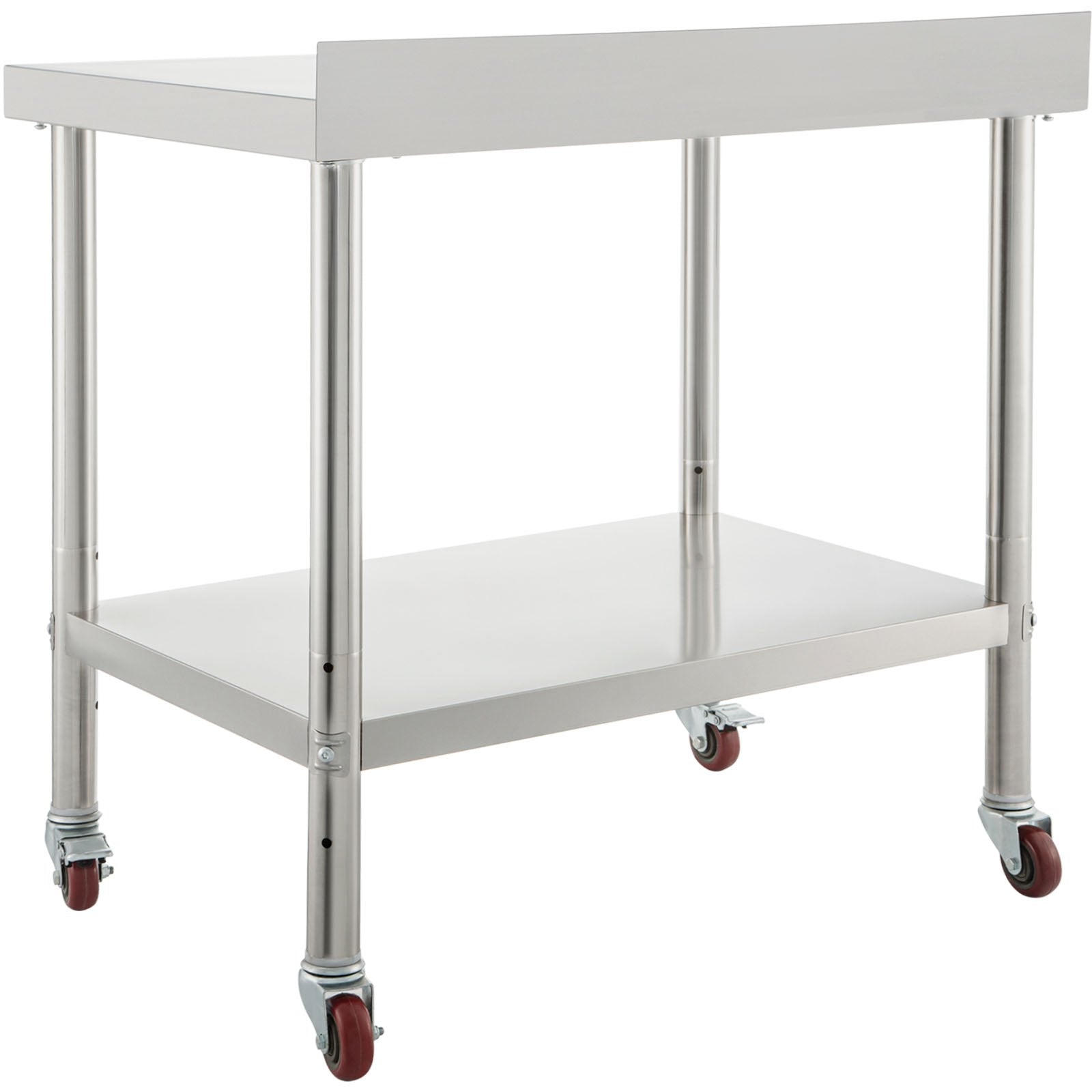 VEVOR Stainless Steel Prep Table, 36 x 24 x 35 Inch, 440lbs Load Capacity Heavy Duty Metal Worktable with Backsplash Adjustable Undershelf & 4 Casters, Commercial Workstation for Kitchen Restaurant 