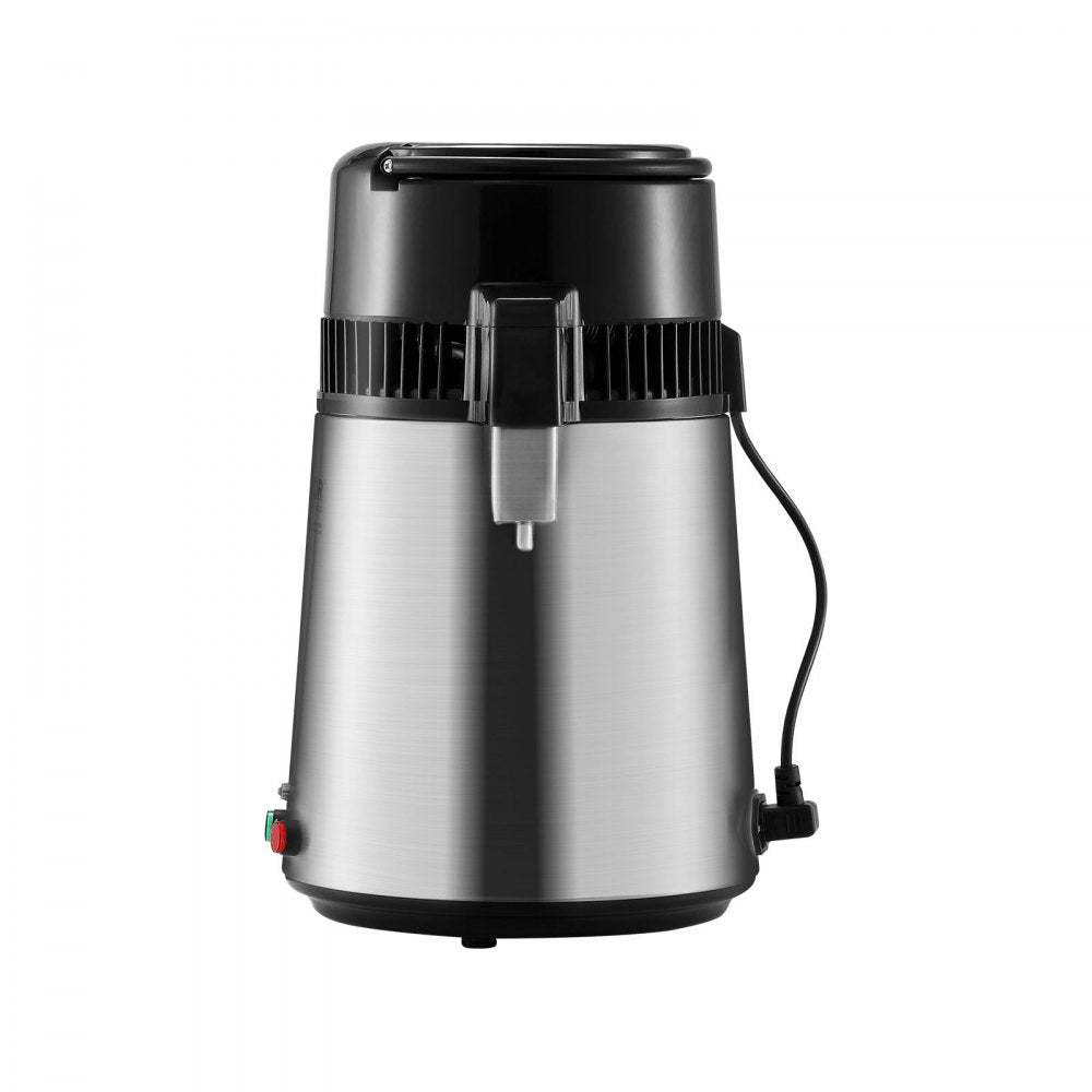 VEVOR Water Distiller, 4L 1.05 Gallon Pure Water Purifier Filter For Home Countertop, 750W Distilled Water Maker, Stainless Steel Interior Distiller Water Making Machine to Make Clean Water, Silvery 