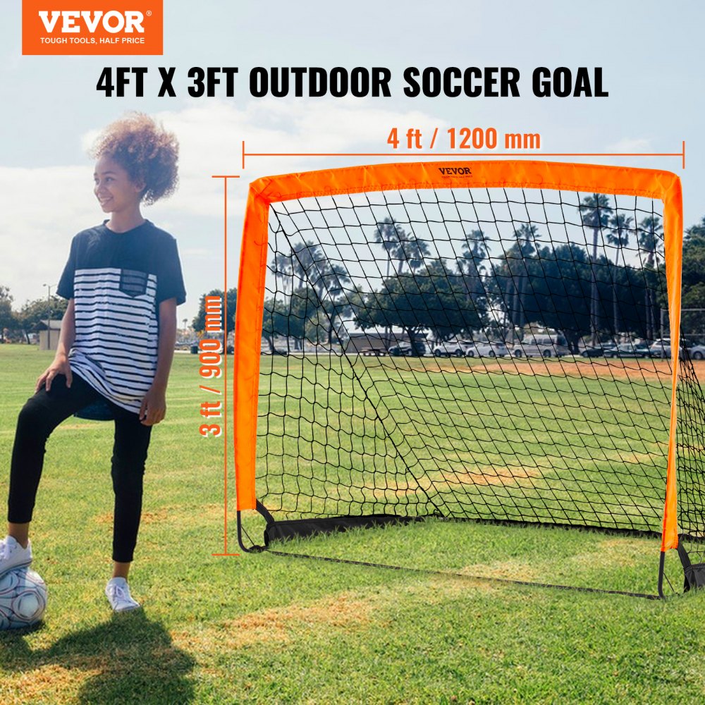 VEVOR Portable Soccer Goal, 4x3 ft Kids Backyard Soccer Net, Foldable Pop Up Practice Soccer Net, Mini Youth Training Soccer Goal Set, All-Weather Indoor Outdoor Soccer Goals with Carry Bag, 1 Pack 