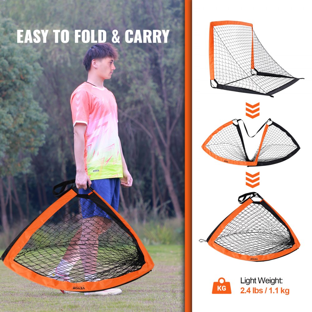 VEVOR Portable Soccer Goal, 4x3 ft Kids Backyard Soccer Net, Foldable Pop Up Practice Soccer Net, Mini Youth Training Soccer Goal Set, All-Weather Indoor Outdoor Soccer Goals with Carry Bag, 1 Pack 