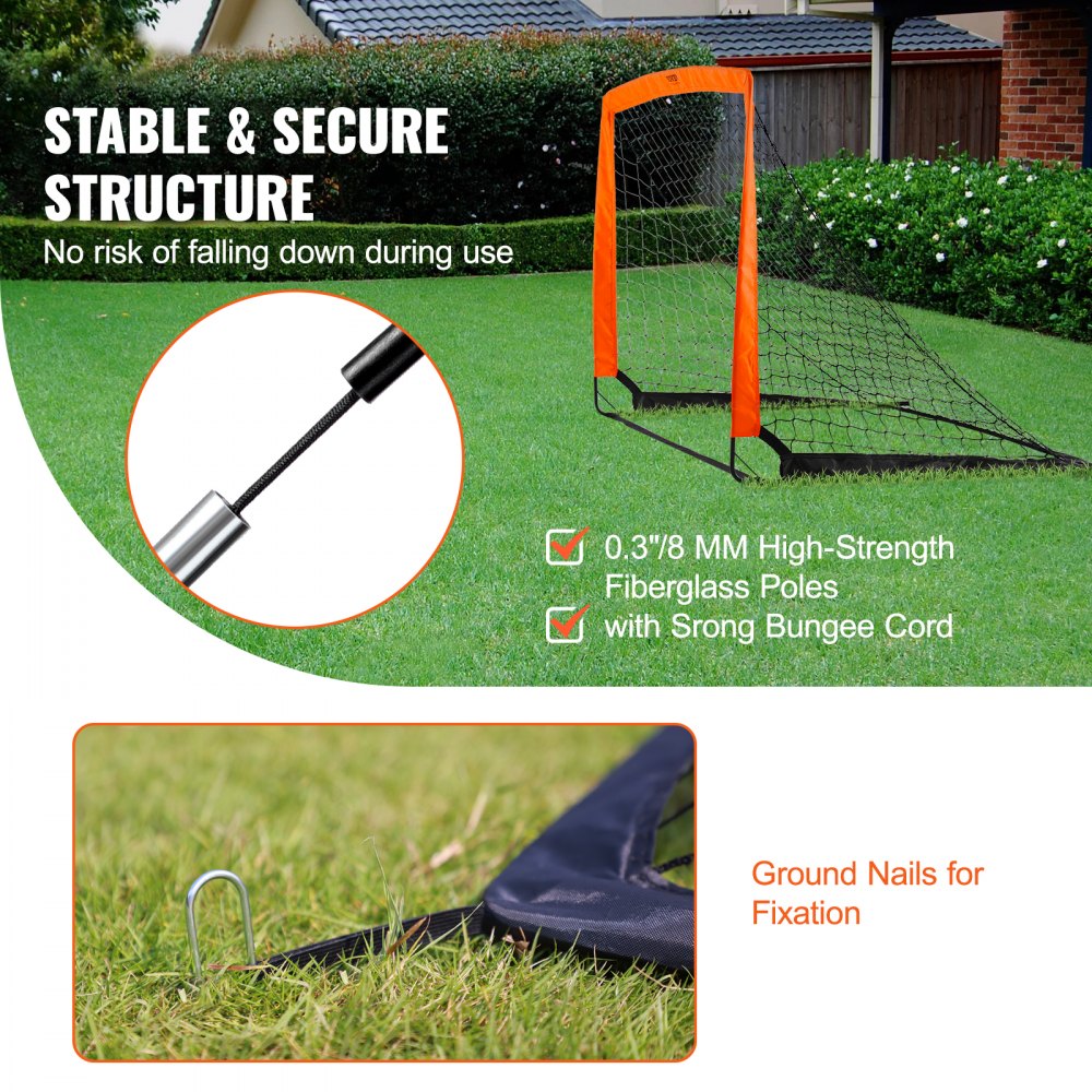 VEVOR Portable Soccer Goal, 4x3 ft Kids Backyard Soccer Net, Foldable Pop Up Practice Soccer Net, Mini Youth Training Soccer Goal Set, All-Weather Indoor Outdoor Soccer Goals with Carry Bag, 1 Pack 