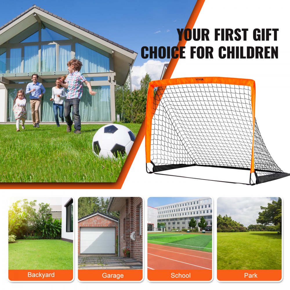 VEVOR Portable Soccer Goal, 4x3 ft Kids Backyard Soccer Net, Foldable Pop Up Practice Soccer Net, Mini Youth Training Soccer Goal Set, All-Weather Indoor Outdoor Soccer Goals with Carry Bag, 1 Pack 