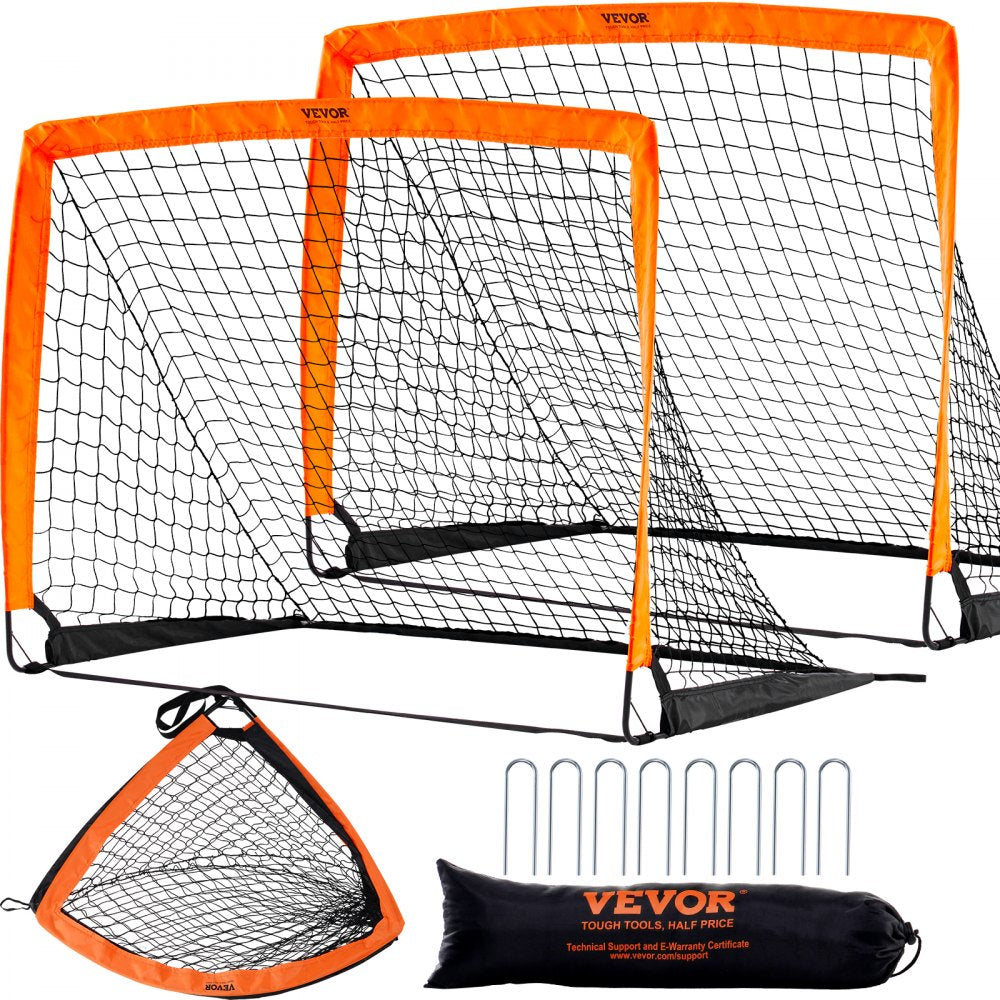 VEVOR Portable Soccer Goal, 4x3 ft Kids Backyard Soccer Net, Foldable Pop Up Practice Soccer Net, Mini Youth Training Soccer Goal Set, All-Weather Indoor Outdoor Soccer Goals with Carry Bag, 2 Pack 