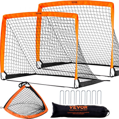 VEVOR Portable Soccer Goal, 4x3 ft Kids Backyard Soccer Net, Foldable Pop Up Practice Soccer Net, Mini Youth Training Soccer Goal Set, All-Weather Indoor Outdoor Soccer Goals with Carry Bag, 2 Pack 