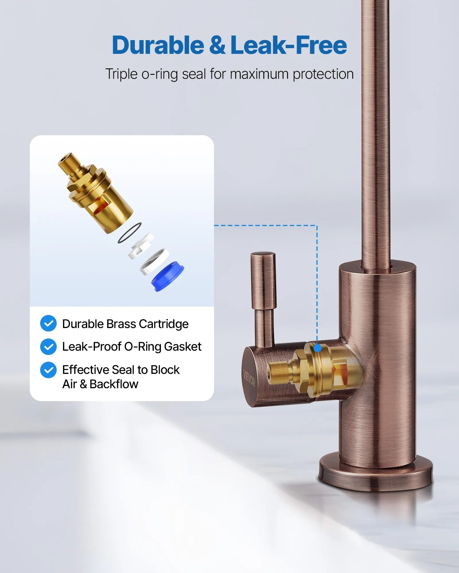 VEVOR Ro Water Faucet, Lead-Free Stainless Steel Faucet, Drinking Water Faucets with Solid Brass Valve, Anti-Rust & Durability Drinking Water Faucets For Kitchen, Bar Counter, Cafe, Antique Bronze 