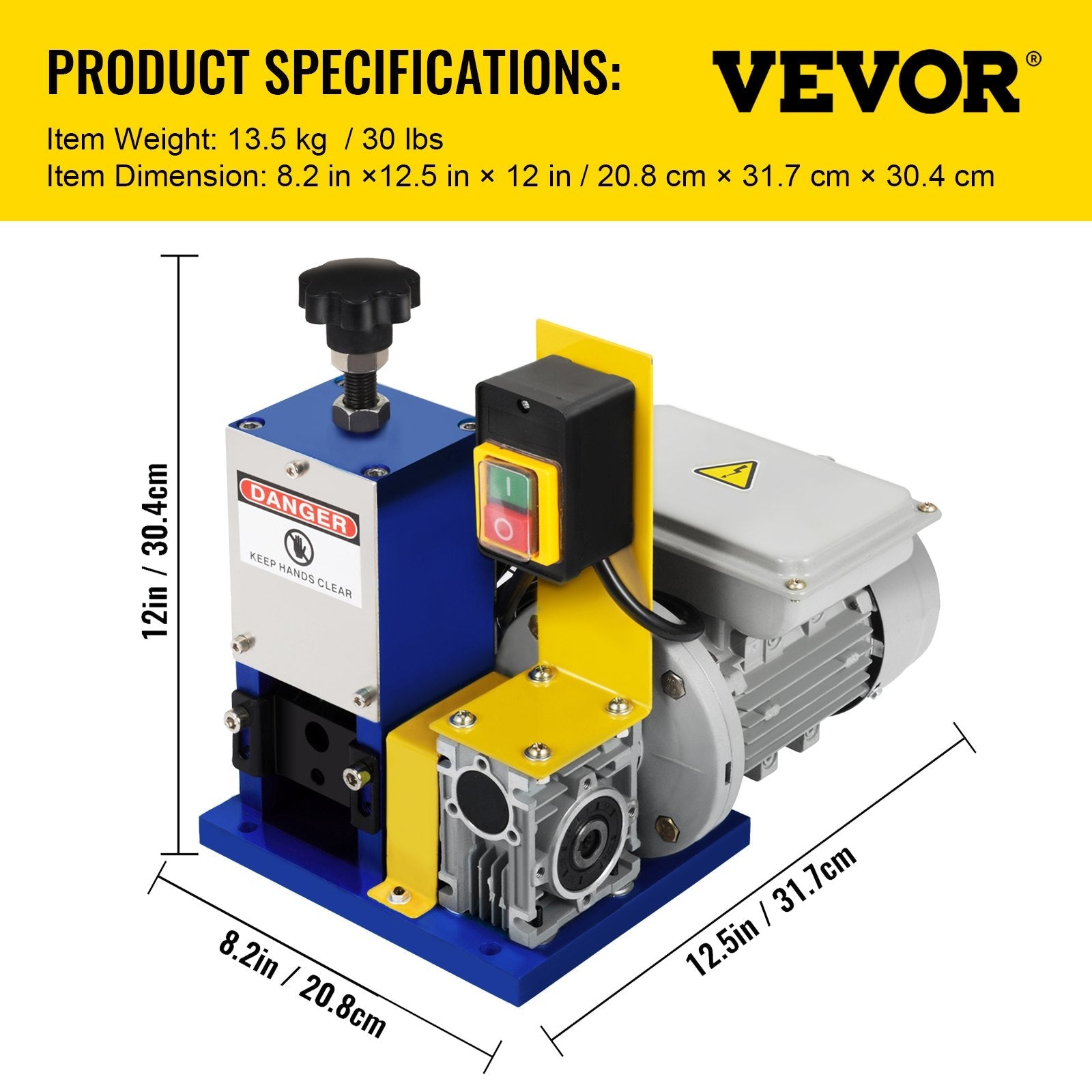 VEVOR Cable Wire Stripping Machine 1.5-25mm Dark Blue Wire Stripping Machine 1 Channels Tool Manual Hand Cranked Industrial Wire Stripping Recycle +Cutter Blade (Dark Blue/Cutter Blade) 
