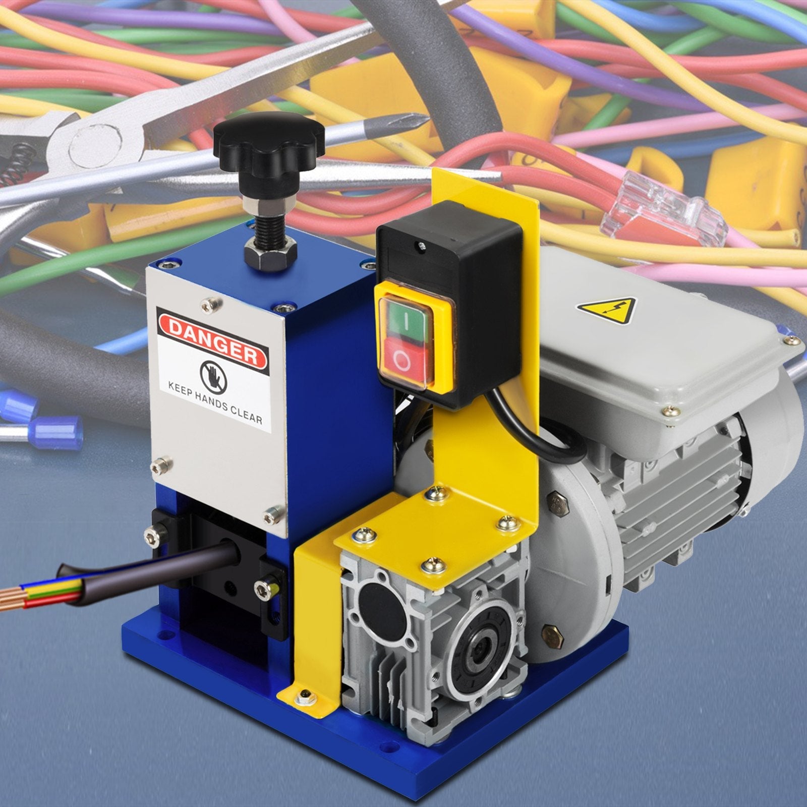 VEVOR Cable Wire Stripping Machine 1.5-25mm Dark Blue Wire Stripping Machine 1 Channels Tool Manual Hand Cranked Industrial Wire Stripping Recycle +Cutter Blade (Dark Blue/Cutter Blade) 