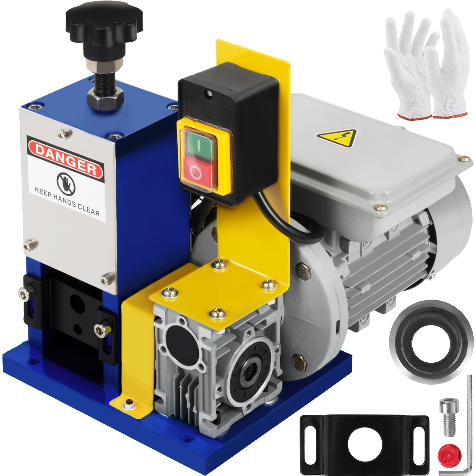 VEVOR Cable Wire Stripping Machine 1.5-25mm Dark Blue Wire Stripping Machine 1 Channels Tool Manual Hand Cranked Industrial Wire Stripping Recycle +Cutter Blade (Dark Blue/Cutter Blade) 