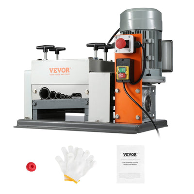 VEVOR Automatic Wire Stripping Machine, 0.06''-1.57'' Electric Motorized Cable Stripper, 1500 W, 88 ft/min Wire Peeler with Double Blades (Cut/Peel), 9 Channels for Scrap Copper Recycling 