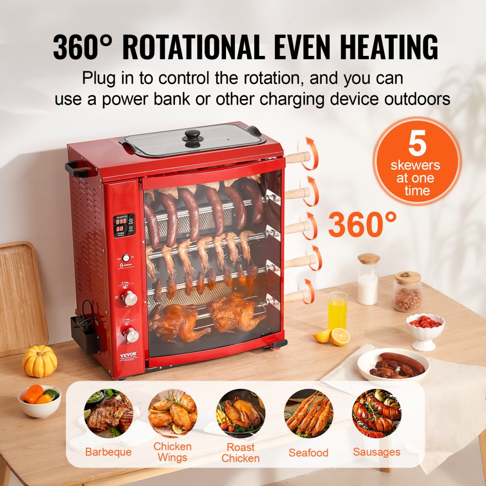VEVOR Stainless Steel Shawarma Grill Machine Electric/Gas Gyro Rotisserie Doner 