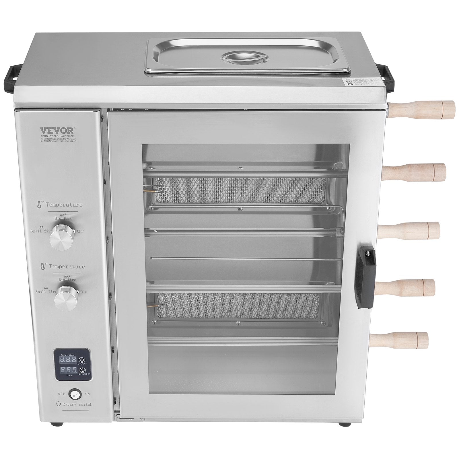 VEVOR Shawarma Grill Machine, 5 Strings of Barbecue Capacity, Chicken Shawarma Cooker Machine with 2 Burners, Gas Vertical Broiler Gyro Rotisserie Oven Doner Kebab Machine, for Home Restaurant Kitchen 