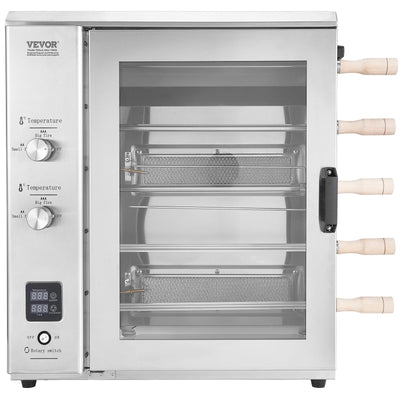 VEVOR Shawarma Grill Machine, 5 Strings of Barbecue Capacity, Chicken Shawarma Cooker Machine with 2 Burners, Gas Vertical Broiler Gyro Rotisserie Oven Doner Kebab Machine, for Home Restaurant Kitchen 