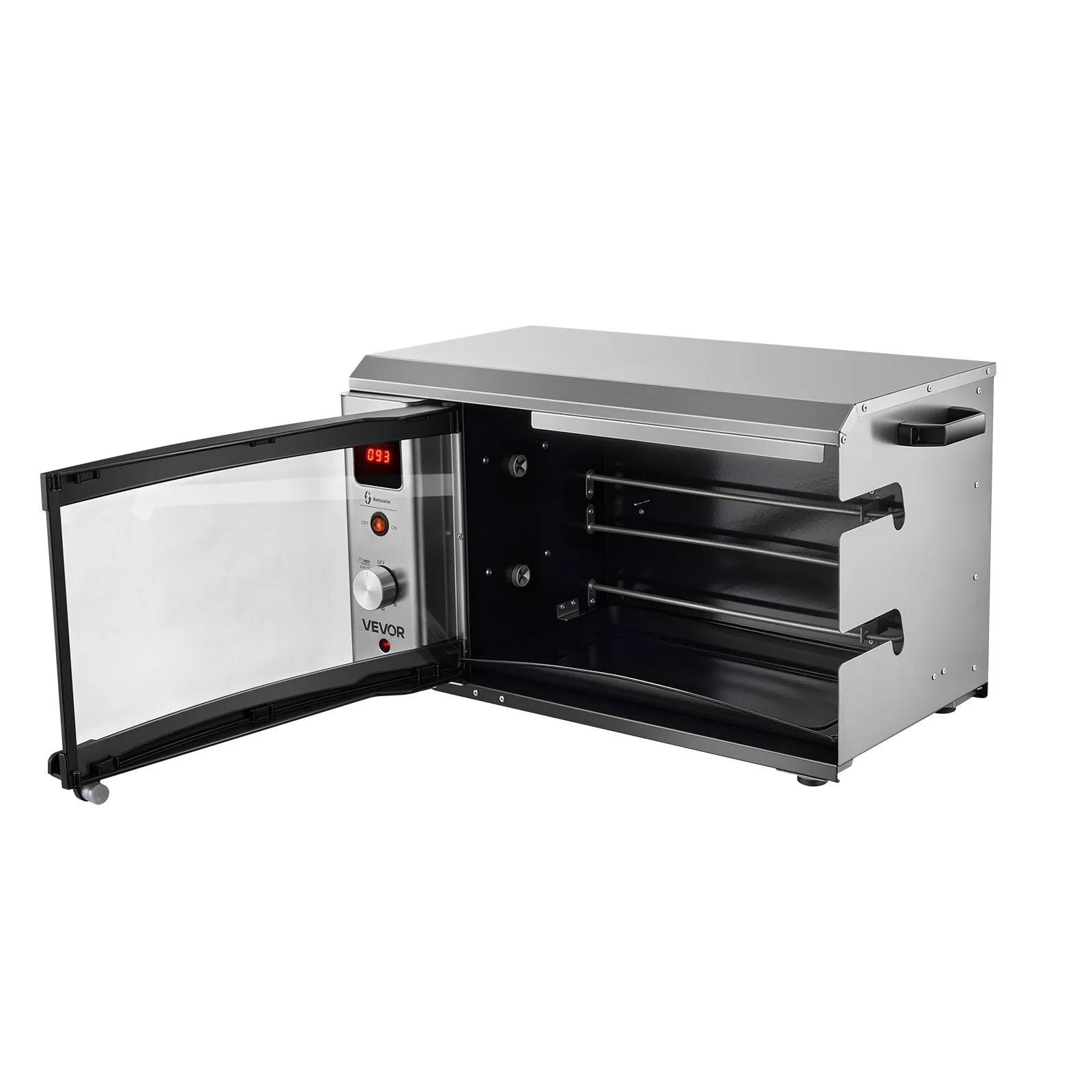 Countertop Vertical Oven Brazilian Flame 2 Auto Rotating Skewers, 1800W Electric Rotisserie Shawarma Machine