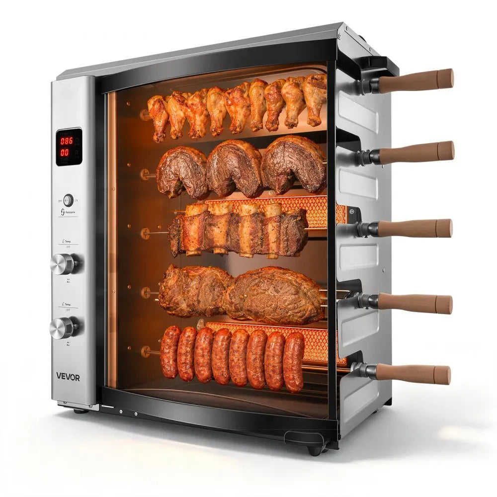 Countertop Vertical Brazilian Rotisserie Oven – 5 Automatic Rotating Skewers