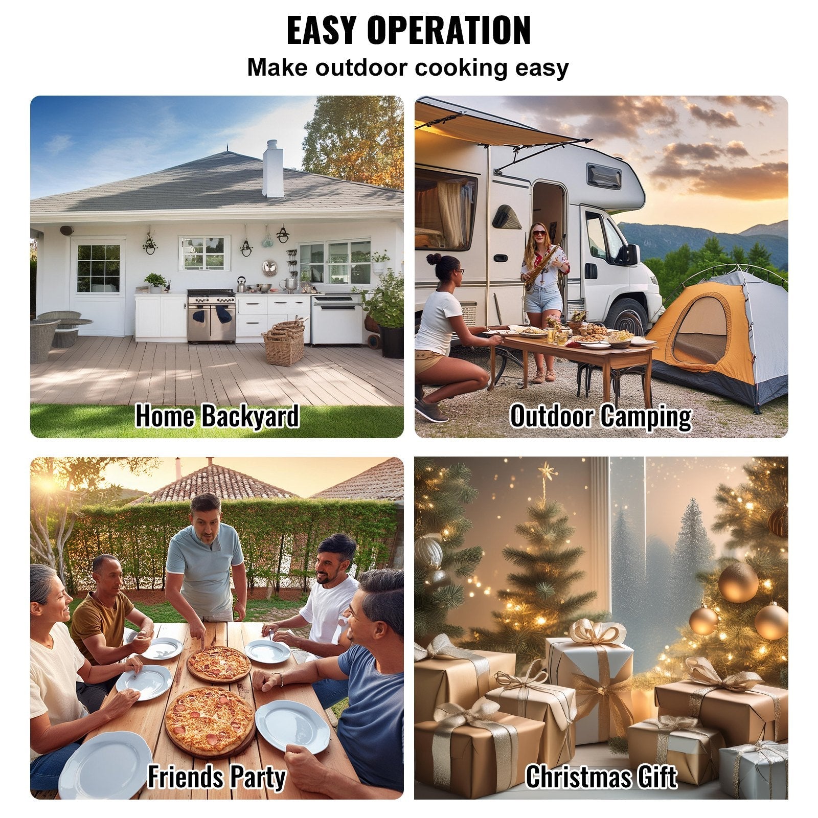 VEVOR 12" Outdoor Pizza Oven Portable Wood Pellet Pizza Oven Stainless Steel BBQ 