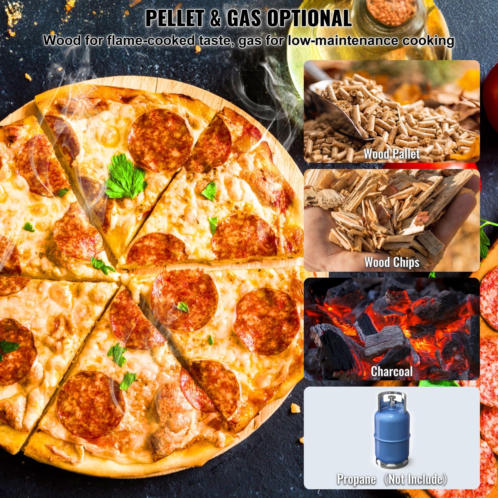 VEVOR 12" Outdoor Pizza Oven Portable Pellet/Gas Pizza Oven Foldable for Camping 