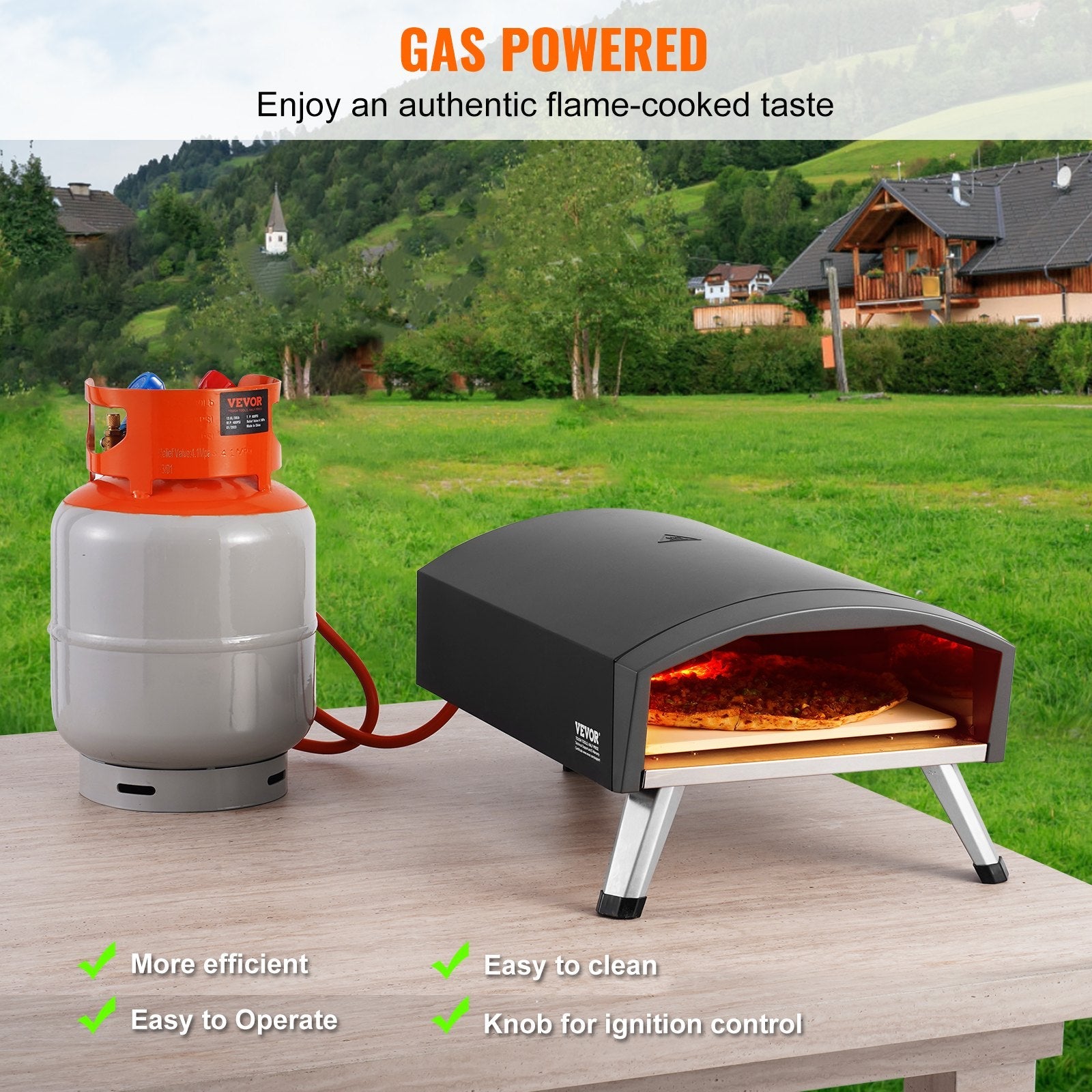 VEVOR 12" Outdoor Pizza Oven Portable Gas Oven Iron Spray Foldable for Camping 