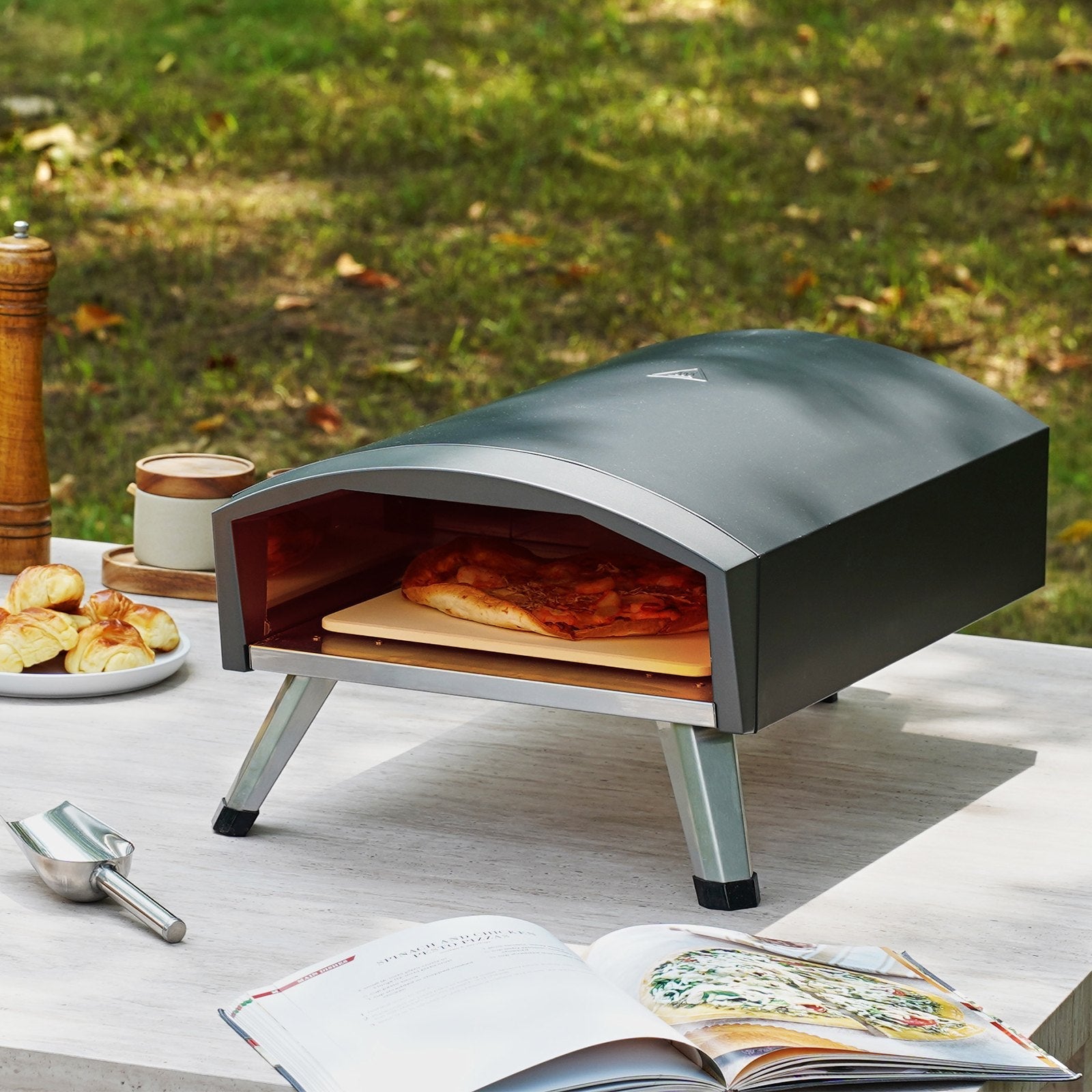 VEVOR 12" Outdoor Pizza Oven Portable Gas Oven Iron Spray Foldable for Camping 