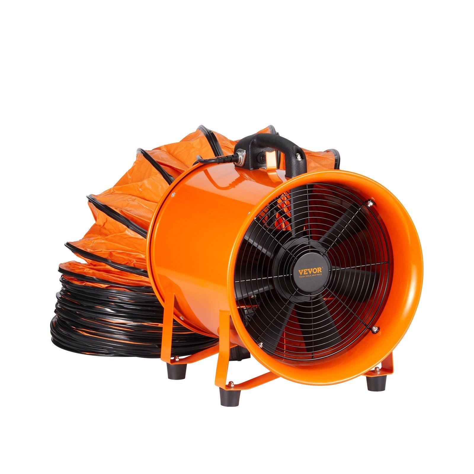 VEVOR Portable Ventilator, 10 inch Heavy Duty Cylinder Fan with 33ft Duct Hose, 380W Strong Shop Exhaust Blower 1893FM, Industrial Utility Blower for Sucking Dust, Smoke, Smoke Home/Workplace 