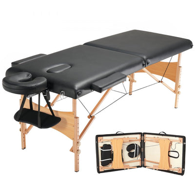 VEVOR Portable Massage Table 28" W, 2 Folding Lightweight Massage Table, 8-Level Height Adjustable Salon Tattoo Bed, Spa Table with Headrest, Armrests, Hand Pallet & Carrying Bag, 600LBS 