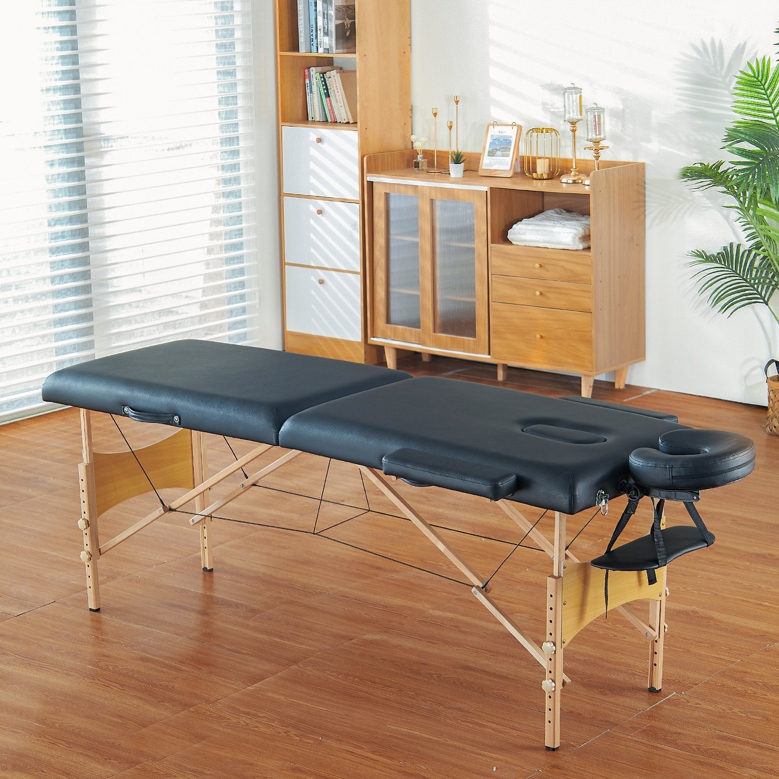 VEVOR Portable Massage Table 24" W, 2 Folding Lightweight Massage Table, 8-Level Height Adjustable Salon Tattoo Bed, Spa Table with Headrest, Armrests, Hand Pallet & Carrying Bag, 600LBS 