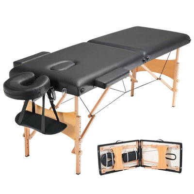 VEVOR Portable Massage Table 24" W, 2 Folding Lightweight Massage Table, 8-Level Height Adjustable Salon Tattoo Bed, Spa Table with Headrest, Armrests, Hand Pallet & Carrying Bag, 600LBS 