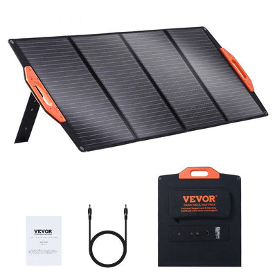 VEVOR Portable Monocrystalline Solar Panel, 120W Foldable Monocrystalline ETFE Solar Charger, 23% Efficiency Solar Panel with Type C, DC 18V, QC3.0 USB Port, IP67 Waterproof for Home, Off Grid, Hiking 
