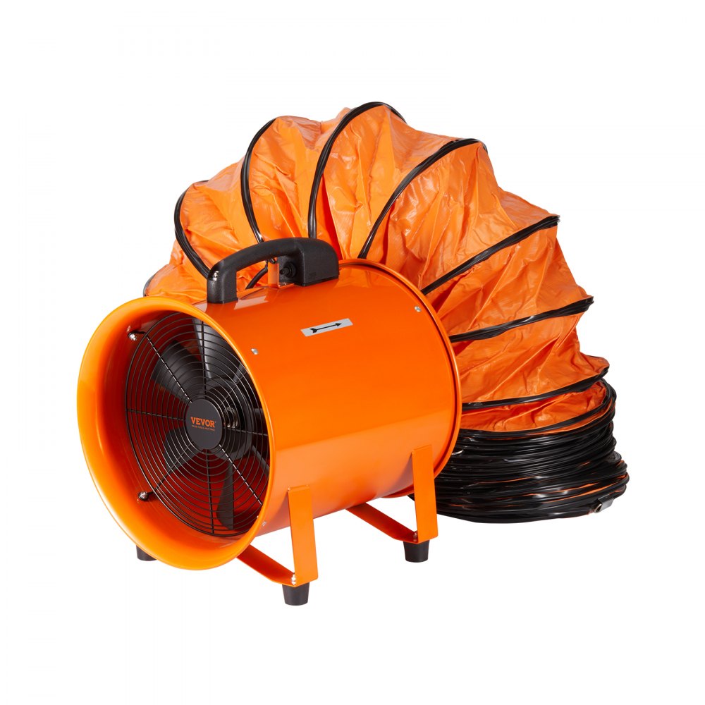 VEVOR Portable Ventilator, 8 inch Heavy Duty Cylinder Fan with 33ft Duct Hose, 195W Strong Shop Exhaust Blower 1070CFM, Industrial Utility Blower for Sucking Dust, Smoke, Smoke Home/Workplace 
