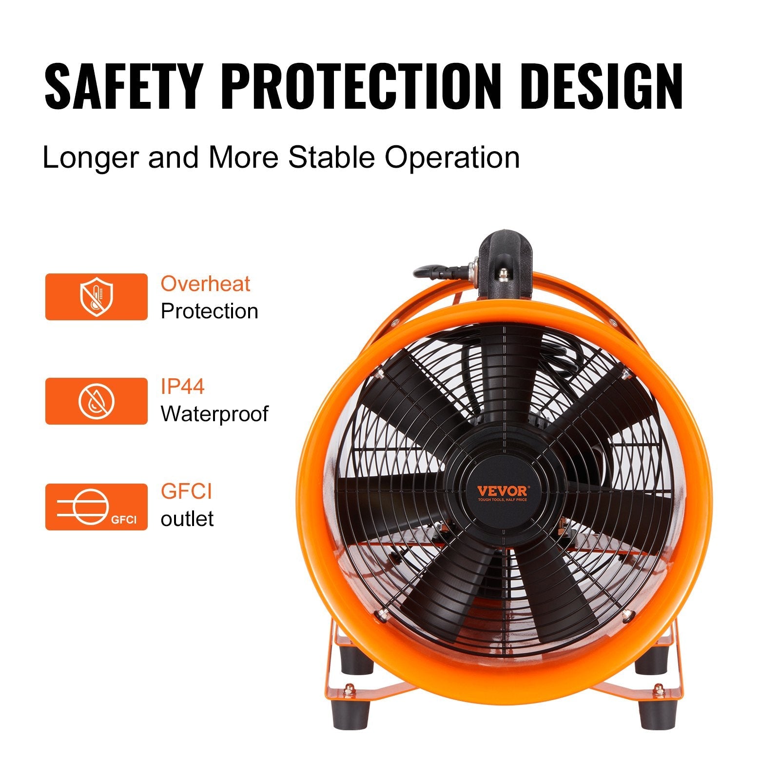 VEVOR Portable Ventilator, 10 inch Heavy Duty Cylinder Fan with 16.4ft Duct Hose, 380W Strong Shop Exhaust Blower 1893FM, Industrial Utility Blower for Sucking Dust, Smoke, Smoke Home/Workplace 