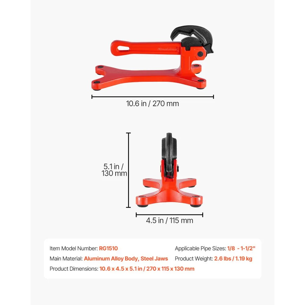 VEVOR Pipe Vise Portable Lightweight Aluminum Pipe Vise 1/8" to 1-1/2" Capacity