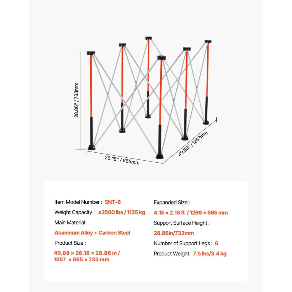 VEVOR Portable Folding Workstand 4.15 x 2.18 ft Collapsible Work Stand 2500 lbs