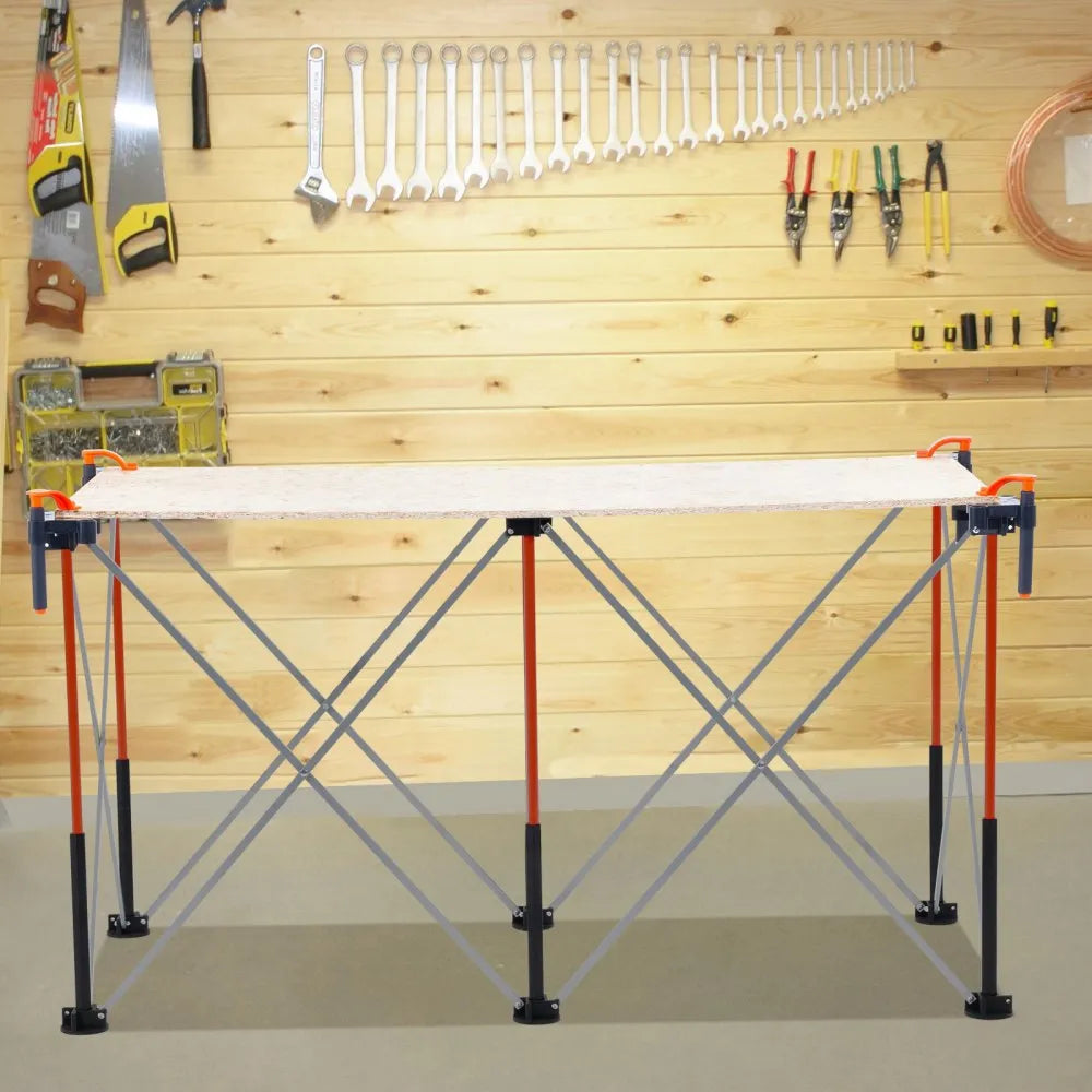 VEVOR Portable Folding Workstand 4.15 x 2.18 ft Collapsible Work Stand 2500 lbs