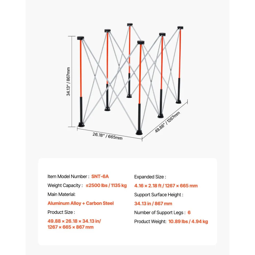 VEVOR Portable Folding Workstand 4.16 x 2.18 ft Collapsible Work Stand 2500 lbs