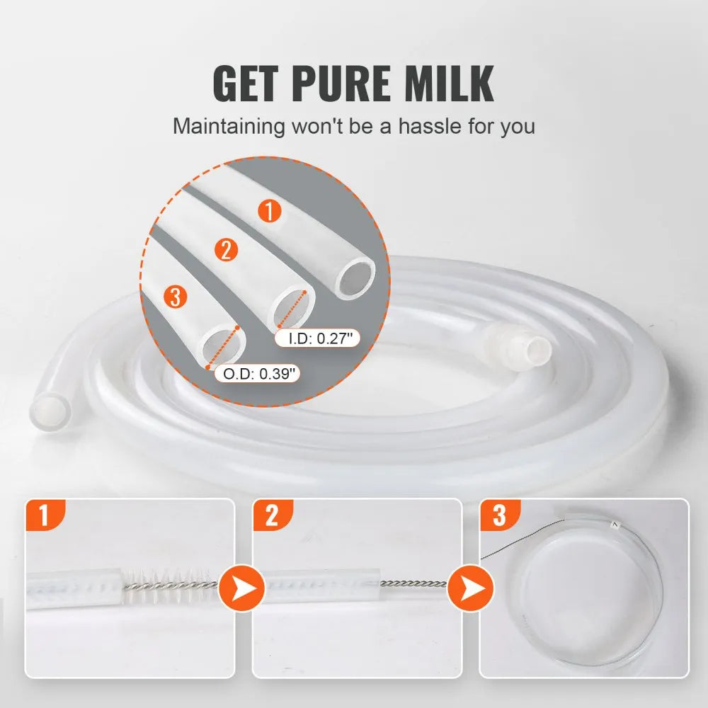 VEVOR Goat Milking Machine, 12 L 304 Stainless Steel Bucket, Electric Automatic Pulsation Vacuum Milker, Portable Milker with Food-grade Silicone Cups and Tubes, Adjustable Suction for Cows and Sheep