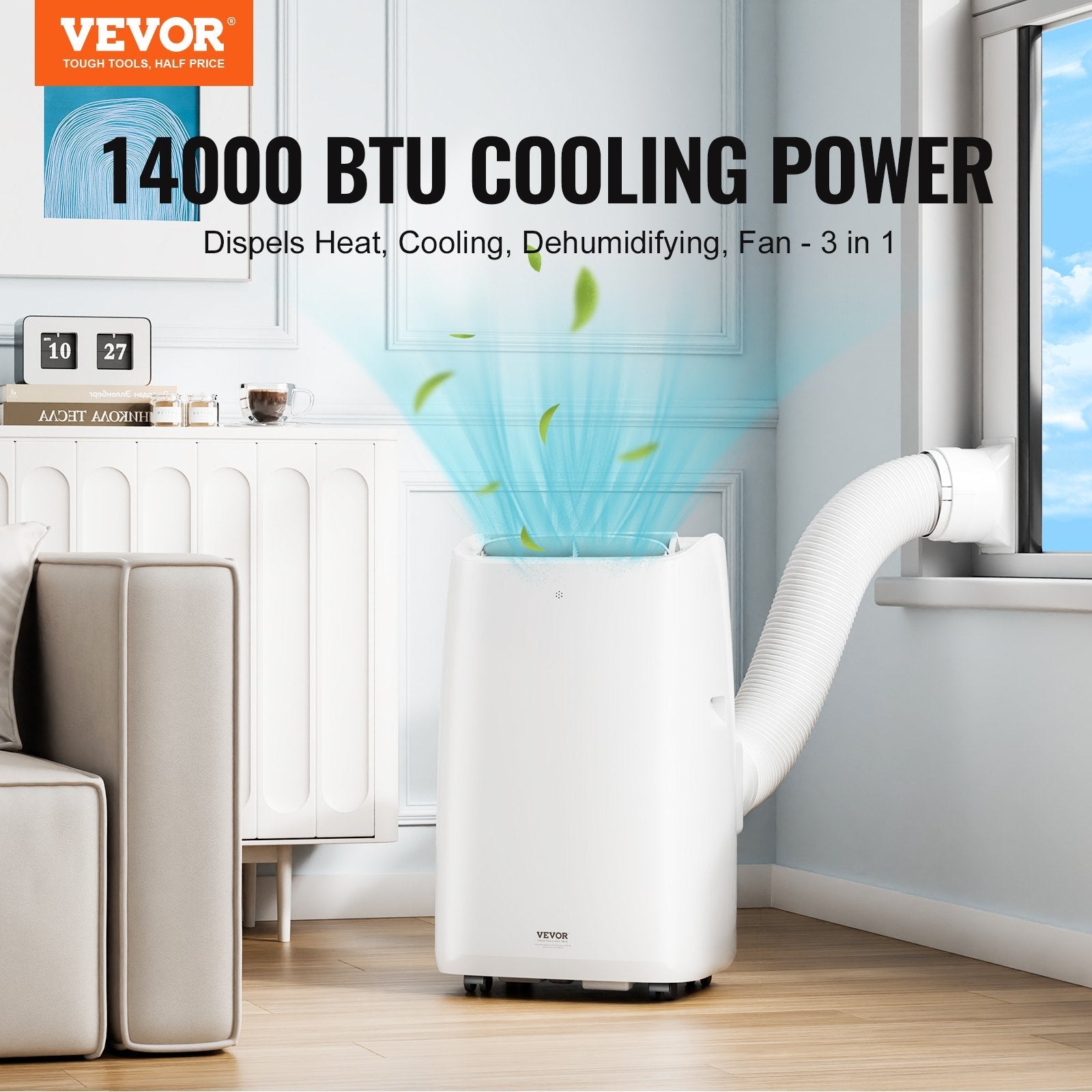 VEVOR Portable Air Conditioner 14k BTU 3 in 1 AC Cool Dehumidifier Fan 