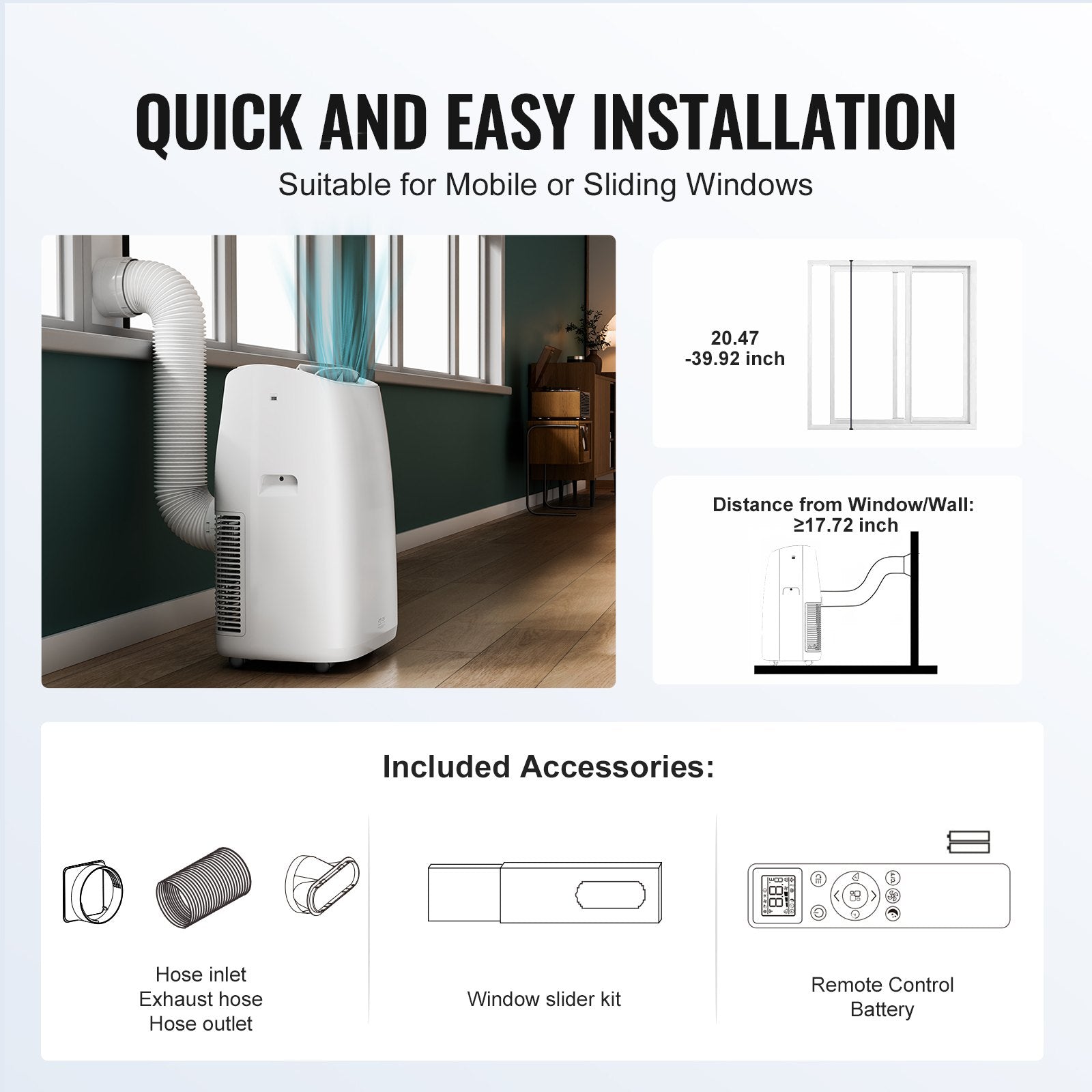 VEVOR Portable Air Conditioner 14k BTU 3 in 1 AC Cool Dehumidifier Fan 