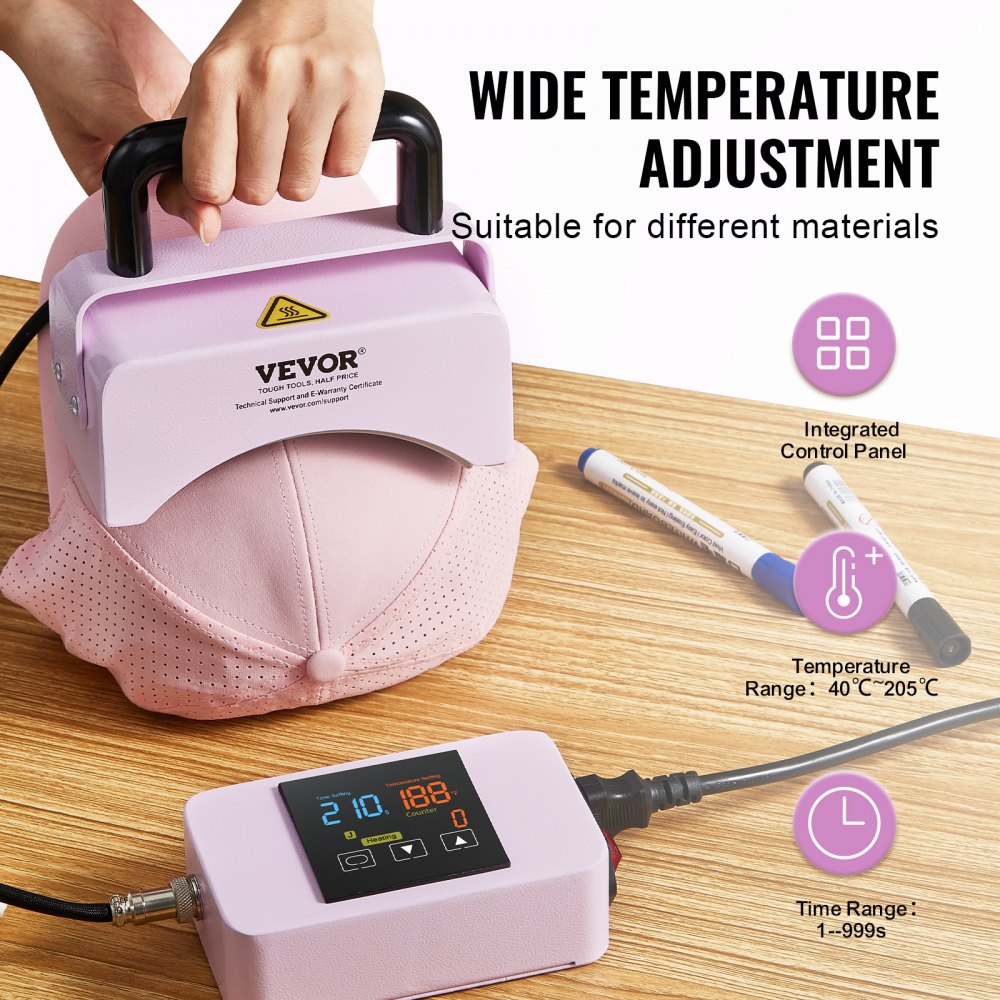 VEVOR Hat Press Machine Mini Hat Heat Press for Caps 5.9x3.15 inch Plate Purple 