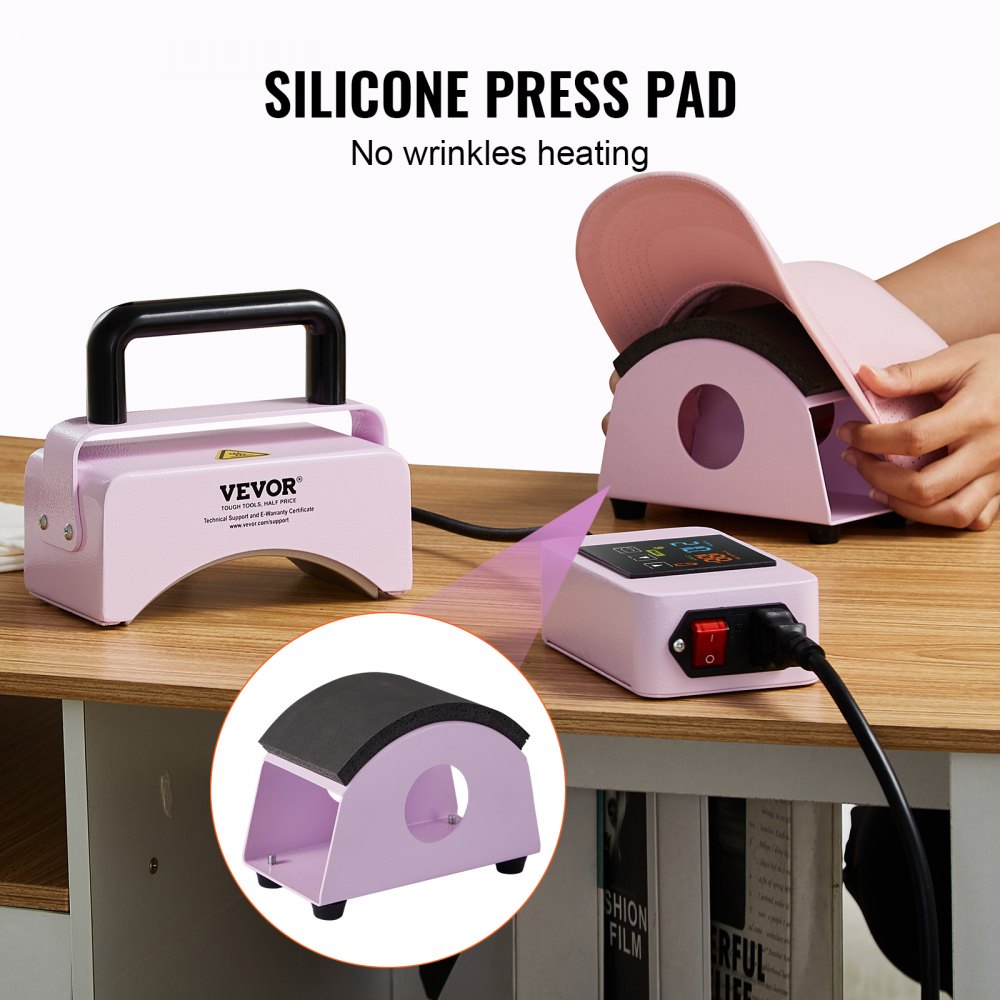 VEVOR Hat Press Machine Mini Hat Heat Press for Caps 5.9x3.15 inch Plate Purple 