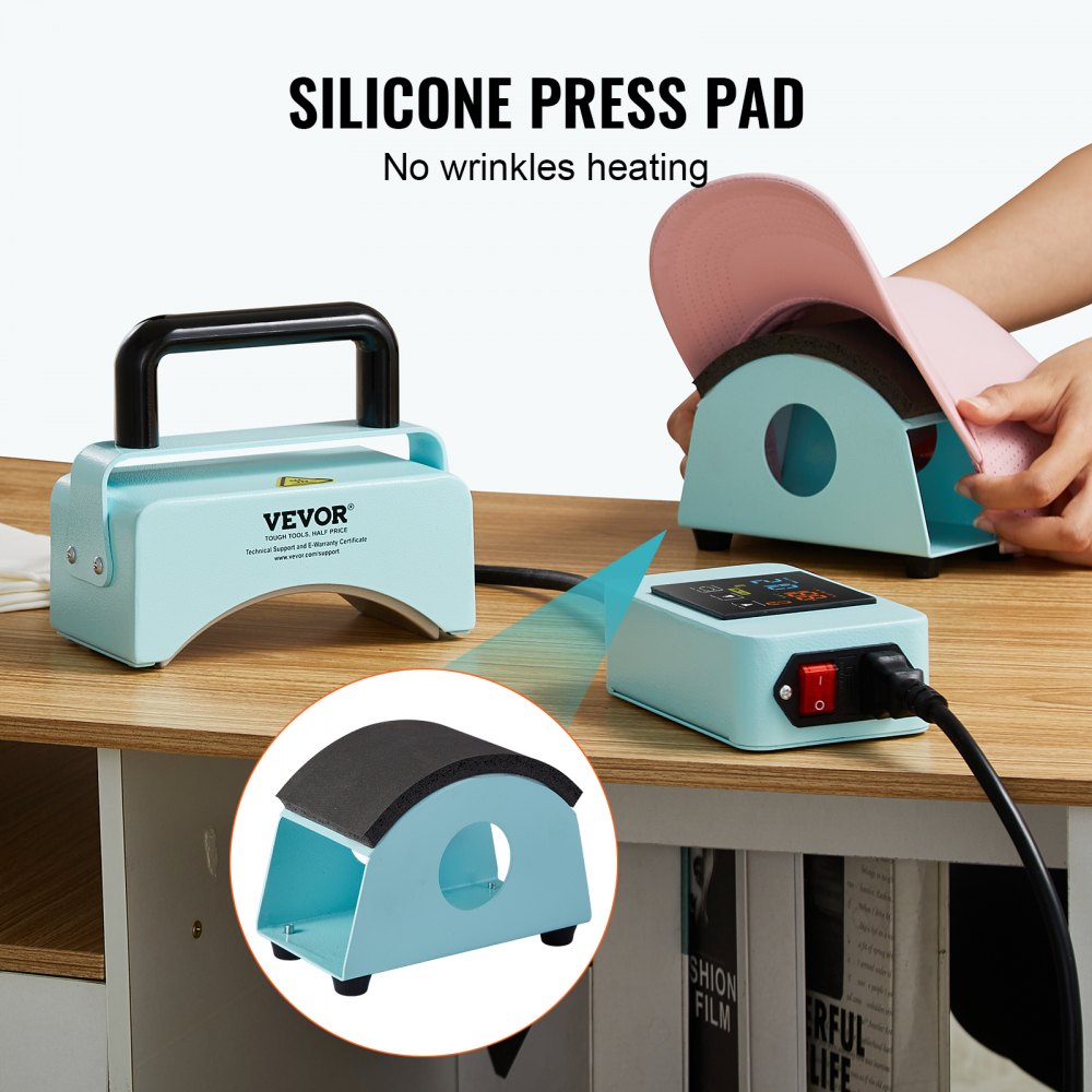 VEVOR Hat Press Machine Mini Hat Heat Press for Caps 5.9x3.15 inch Plate Green 
